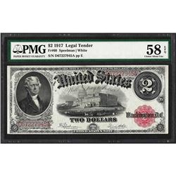 1917 $2 Legal Tender Note Fr.60 PMG Choice About Uncirculated 58EPQ