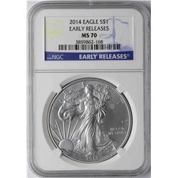 2014 $1 American Silver Eagle Coin NGC MS70 Early Releases