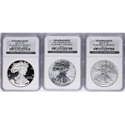 2006 W 20th Anniversary Silver American Eagle Dollar Set NGC MS69/PF69/PF69