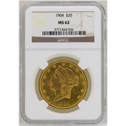 1904 $20 Liberty Head Double Eagle Gold Coin NGC MS62