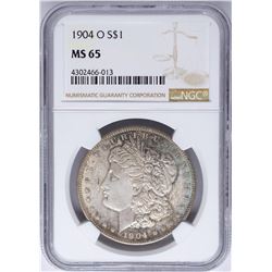 1904-O $1 Morgan Silver Dollar Coin NGC MS65 Nice Toning