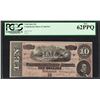 Image 1 : 1864 $10 Confederate States of America Note T-68 PCGS New 62PPQ