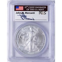 Mercanti Signature 2013 $1 American Silver Eagle Dollar Coin PCGS MS70 First Str