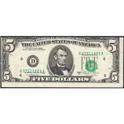 1981A $5 Federal Reserve Note Shift ERROR