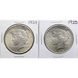 Lot of 1924-1925 $1 Peace Silver Dollar Coins
