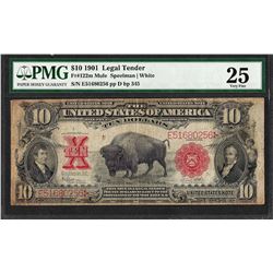 1901 $10 Bison Legal Tender Note Fr.122m PMG Very Fine 25