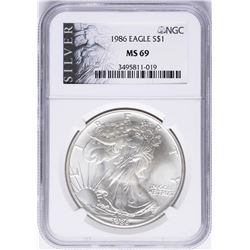 1986 $1 American Silver Eagle Coin NGC MS69