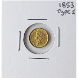 1853 $1 Type 1 Liberty Head Gold Dollar Coin