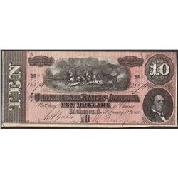 1864 $10 Confederate States of America Note
