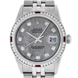 Rolex Men's Stainless Steel Meteorite Datejust Wristwatch w/ Diamond & Ruby Beze