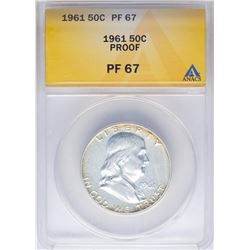1961 Franklin Half Dollar Proof Coin ANACS PF67