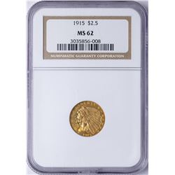 1915 $2 1/2 Indian Head Quarter Eagle Gold Coin NGC MS62