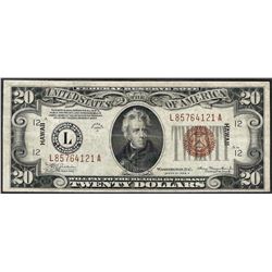 1934 $20 Hawaii Federal Reserve Note WWII Emergency Note