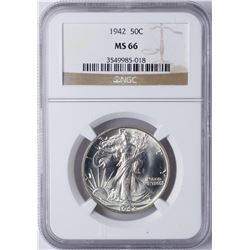 1942 Walking Liberty Half Dollar Coin NGC MS66
