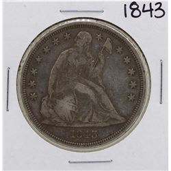 1843 $1 Seated Liberty Silver Dollar Coin