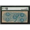 Image 2 : 1863 $5 Confederate States of America Note T-60 PMG Extremely Fine 40