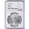 Image 1 : 1934 $1 Peace Silver Dollar Coin NGC MS61