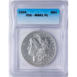 1904 $1 Morgan Silver Dollar Coin ICG MS61PL