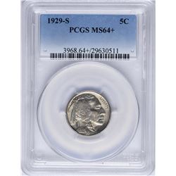 1929-S Buffalo Nickel Coin PCGS MS64+