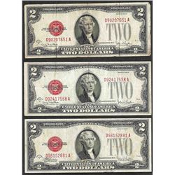Lot of (3) 1928 $2 Legal Tender Notes