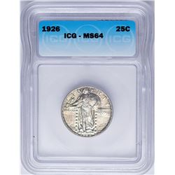 1926 Standing Liberty Quarter Coin ICG MS64