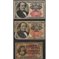 Lot of (3) Misc. Fractional Currency Notes