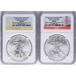 Lot of 2012-W & 2012-S $1 American Silver Eagle Coins NGC MS69 First Releases