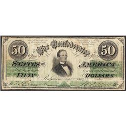 1861 $50 Confederate States of America Note
