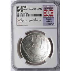 2014-P $1 Baseball Hall of Fame Coin NGC MS70 Reggie Jackson