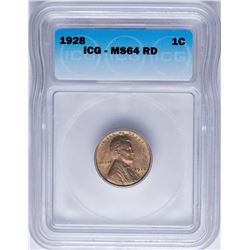 1928 Lincoln Wheat Cent Coin ICG MS64RD