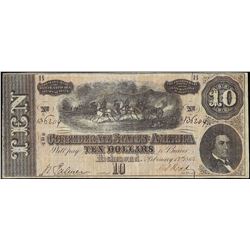 1864 $10 Confederate States of America Note