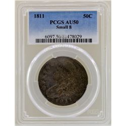 1811 Small 8 Capped Bust Half Dollar Coin PCGS AU50