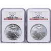 Image 1 : Lot of (2) 1994 $1 American Silver Eagle Coins NGC MS69 First Strikes Chipped Sl