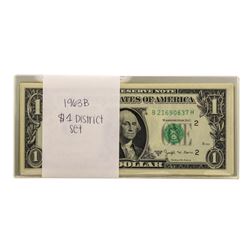 Lot of (5) District Sets of 1963B $1 Federal Reserve Notes