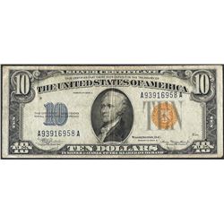 1934A $10 Silver Certificate WWII Emergency North Africa Note
