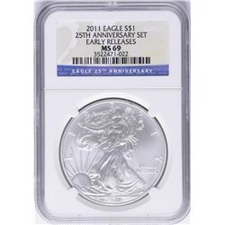 2011-W $1 American Silver Eagle Coin NGC MS69 Early Releases