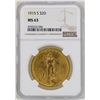 Image 1 : 1915-S $20 St. Gaudens Double Eagle Gold Coin NGC MS63