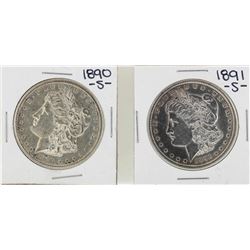Lot of 1890-S & 1891-S $1 Morgan Silver Dollar Coins