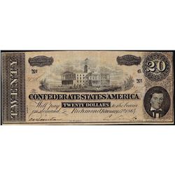1864 $20 Confederate States of America Note