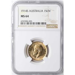 1914S Australia Sovereign Gold Coin NGC MS64