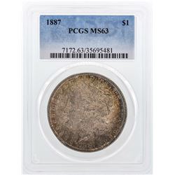 1887 $1 Morgan Silver Dollar Coin PCGS MS63