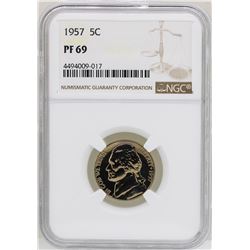 1957 Proof Jefferson Nickel Coin NGC PF69