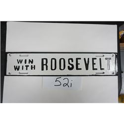 12" Win With Roosevelt, license Plate Topper