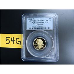 Gold U.S. $5 Commemorative, Actual Gold Weight .242 oz: 1988-W Olympic, PCGS Graded PR69DCAM