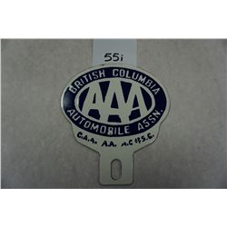 5.5"x6" British Columbia AAA License Plate Topper. Auto Assn. license plate topper