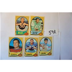Five (5) 1970 Topps Football Cards Incl. Elvin Bethea (Oilers), Ralph Neely (Cowboys), Gino