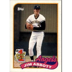1989 Topps Baseball #573 Jim Abbott RC Rookie Card