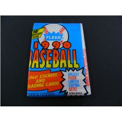 Six (6) Unopened packs of 1990 Fleer Baseball Cards, 15 cards per pack plus one sticker