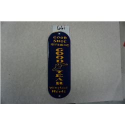 9"x3" Goodyear Good Shoe Repairing, Wingfoot Heels Door Push