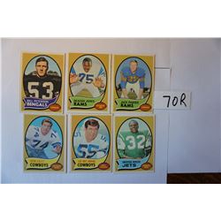 Six (6) 1970 Topps Football Cards Incl: Deacon Jones (Rams), Jack Pardee (Rams), Bob Lilly (Cowboys)
